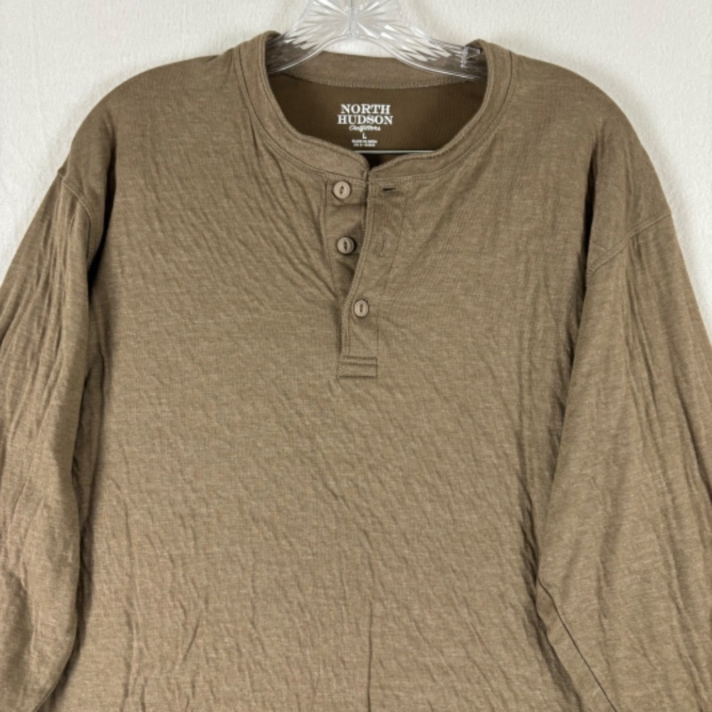 North Hudson Outfitters Men’s Brown Long Sleeve Shirt/Sweater Soft/Ruffled - Picture 3 of 10